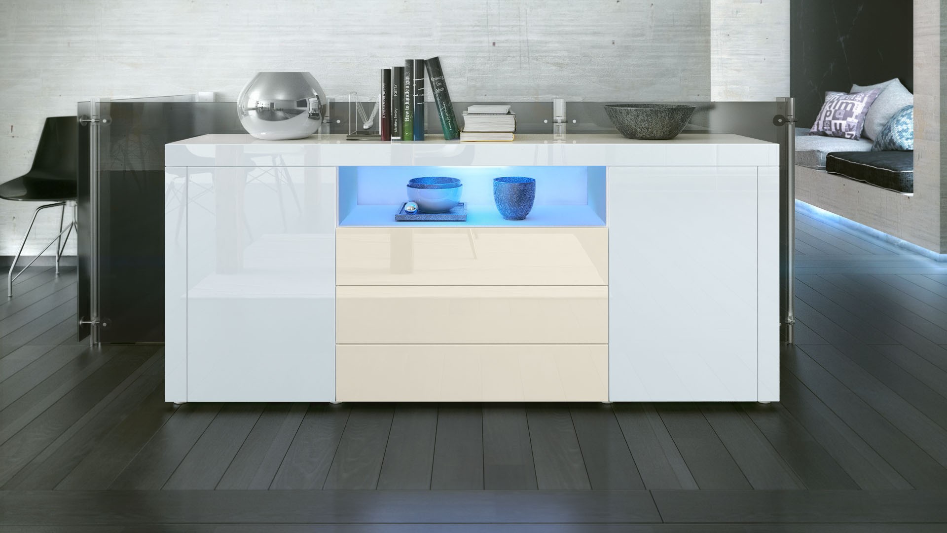 Buffet moderne avec niche lumineuse