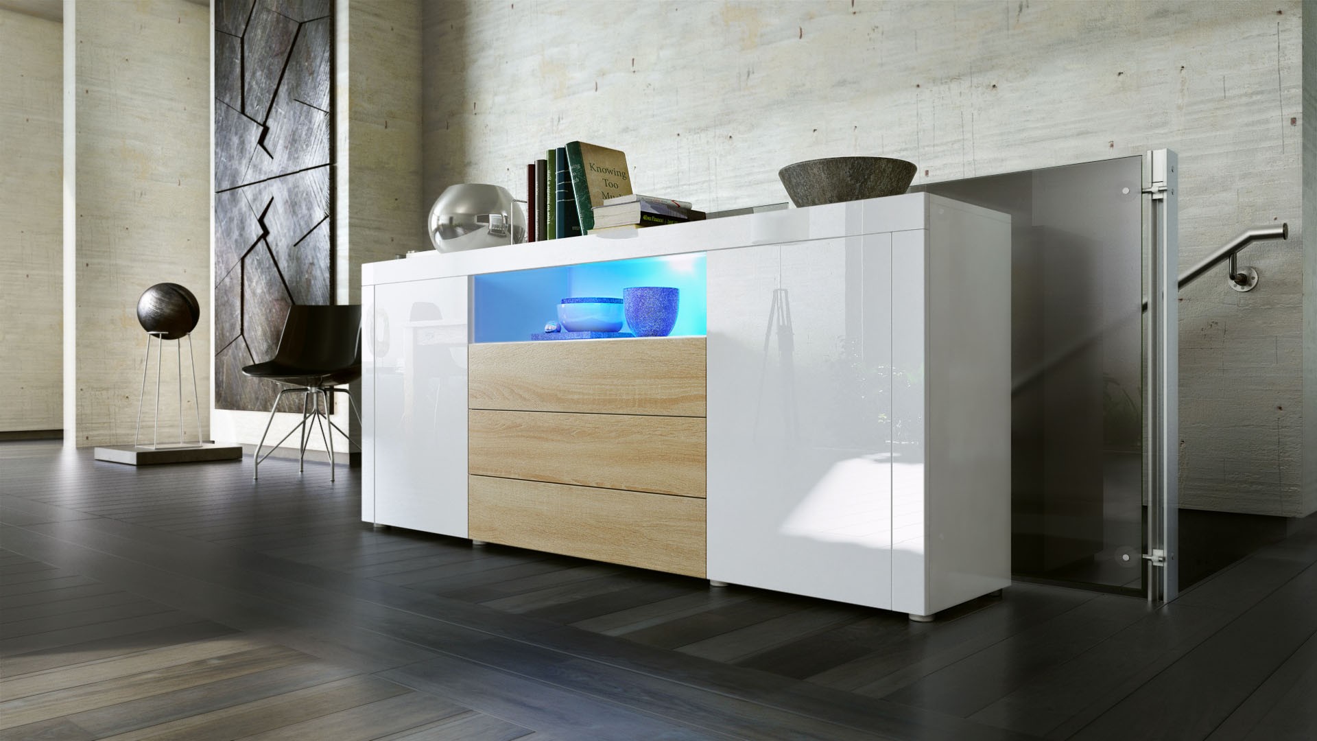 Buffet moderne avec niche lumineuse
