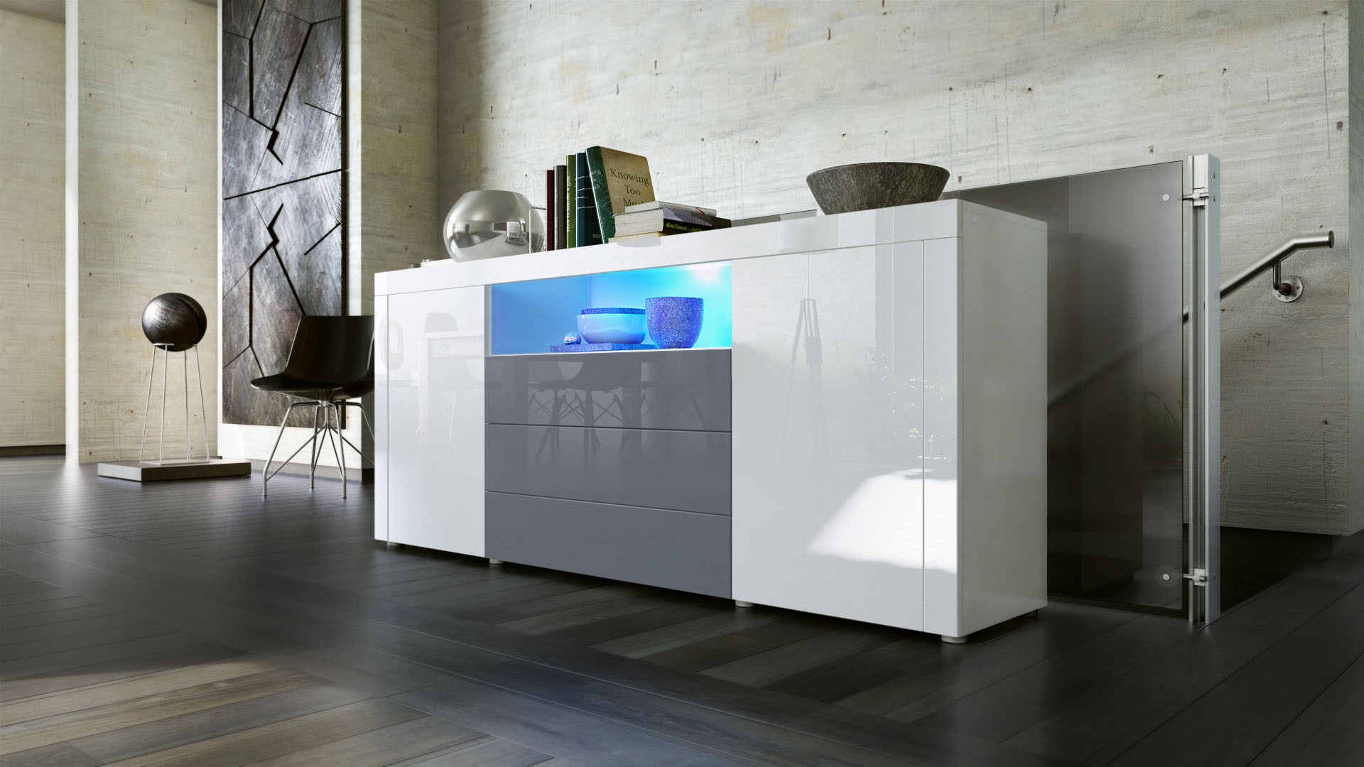 Buffet moderne avec niche lumineuse