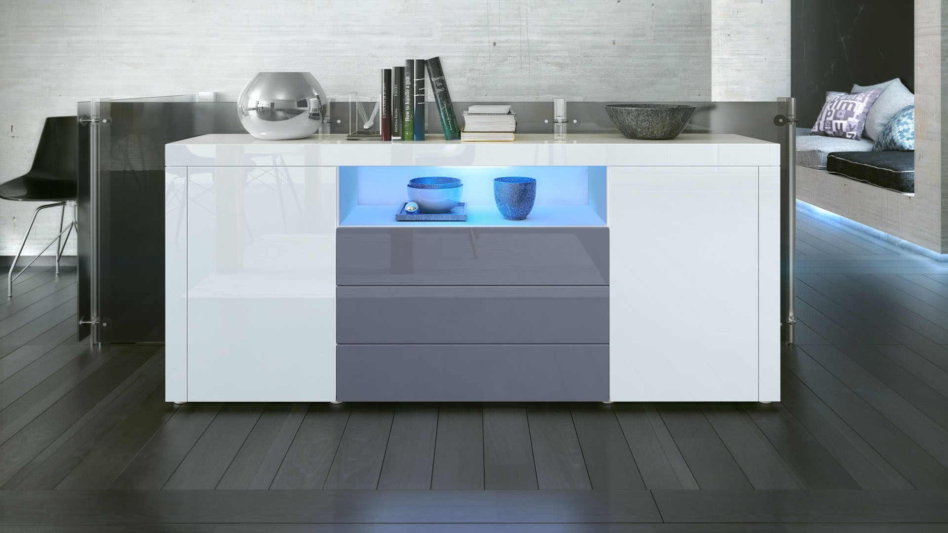 Buffet moderne avec niche lumineuse