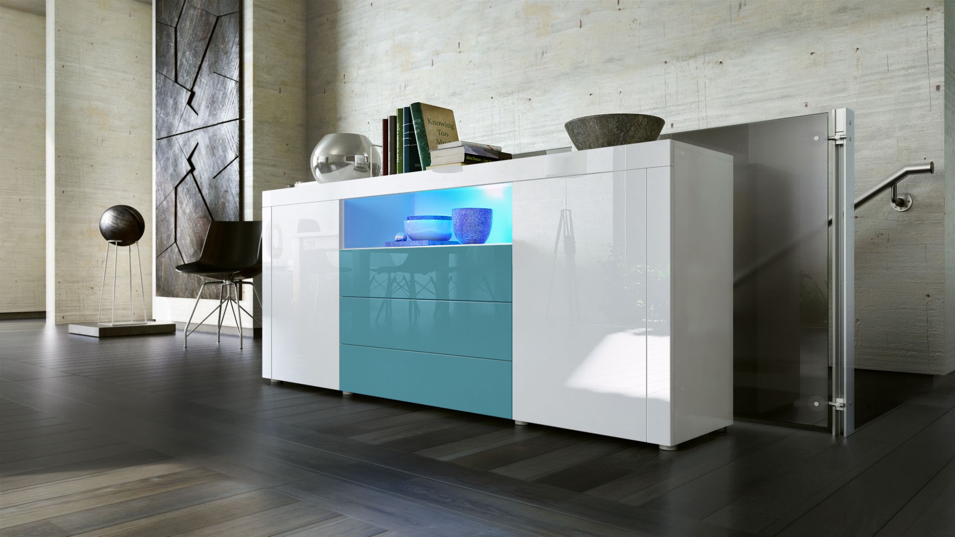 Buffet moderne avec niche lumineuse