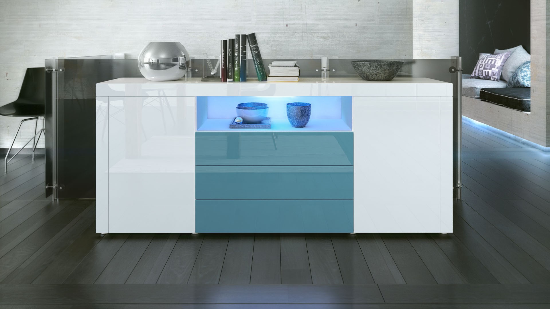 Buffet moderne avec niche lumineuse