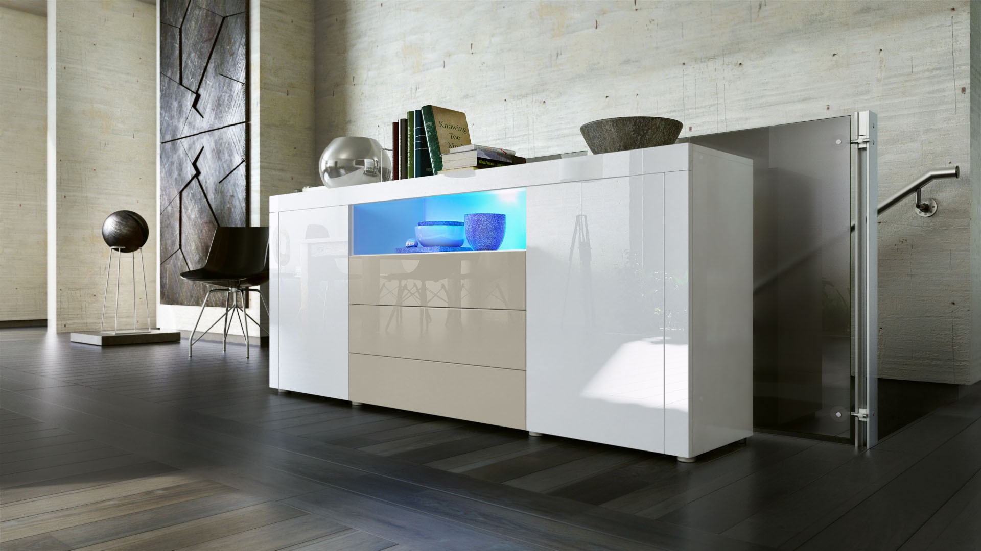 Buffet moderne avec niche lumineuse