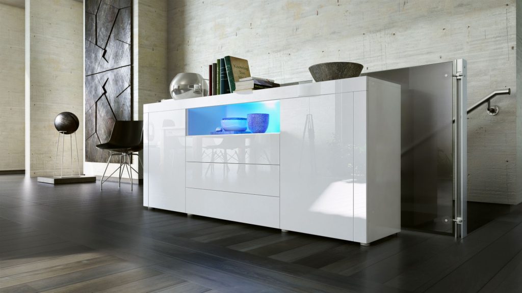 Buffet moderne avec niche lumineuse