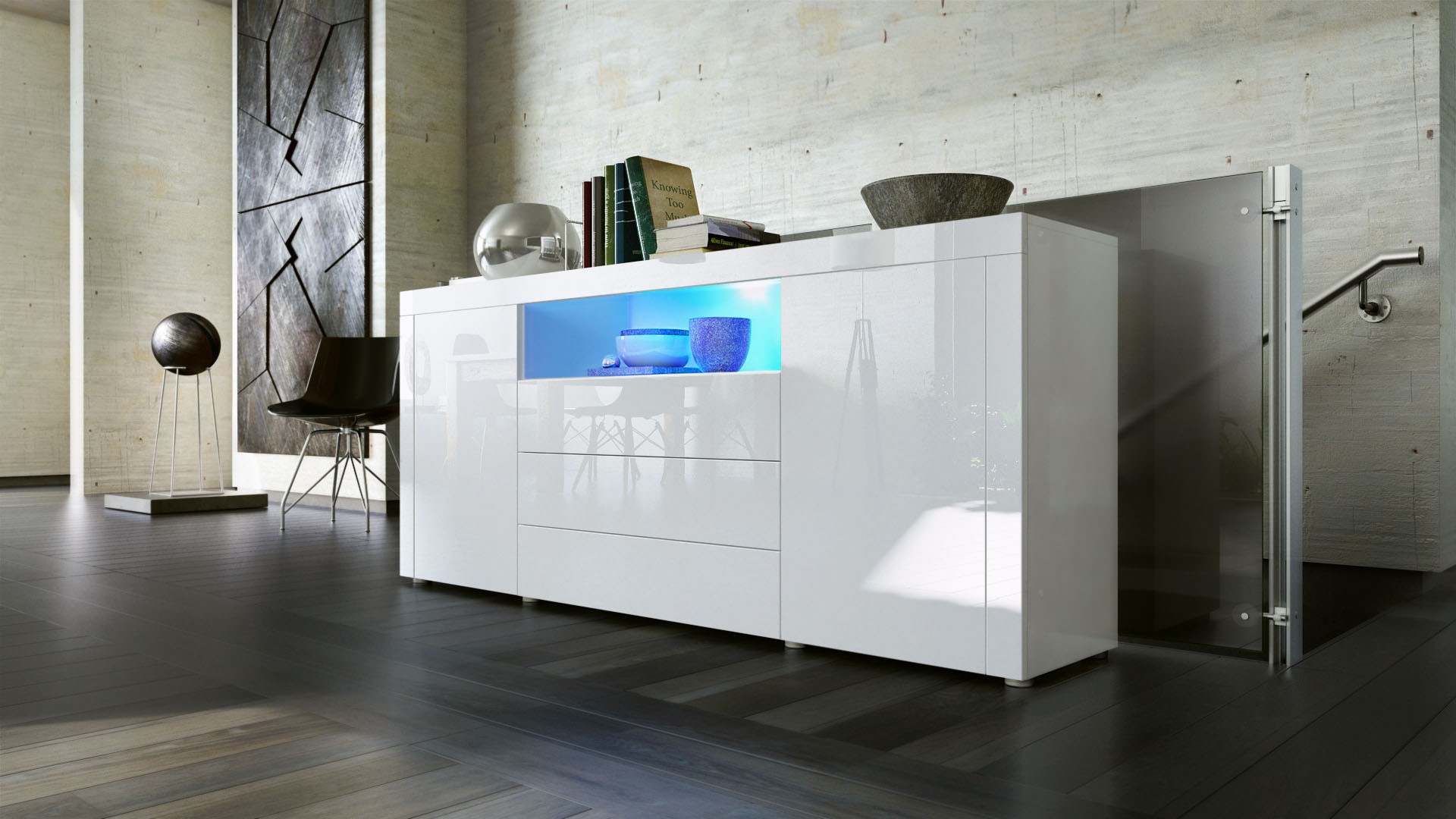 Buffet moderne avec niche lumineuse