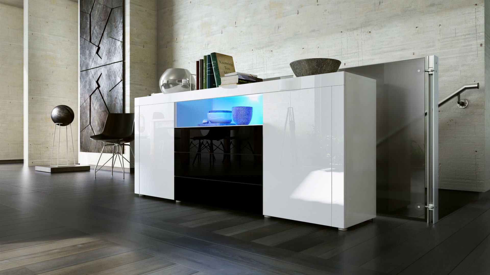 Buffet moderne avec niche lumineuse