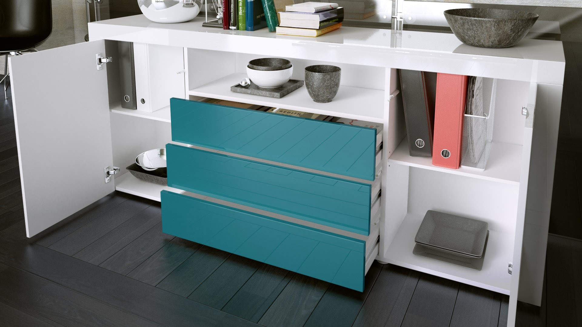 Buffet moderne avec niche lumineuse