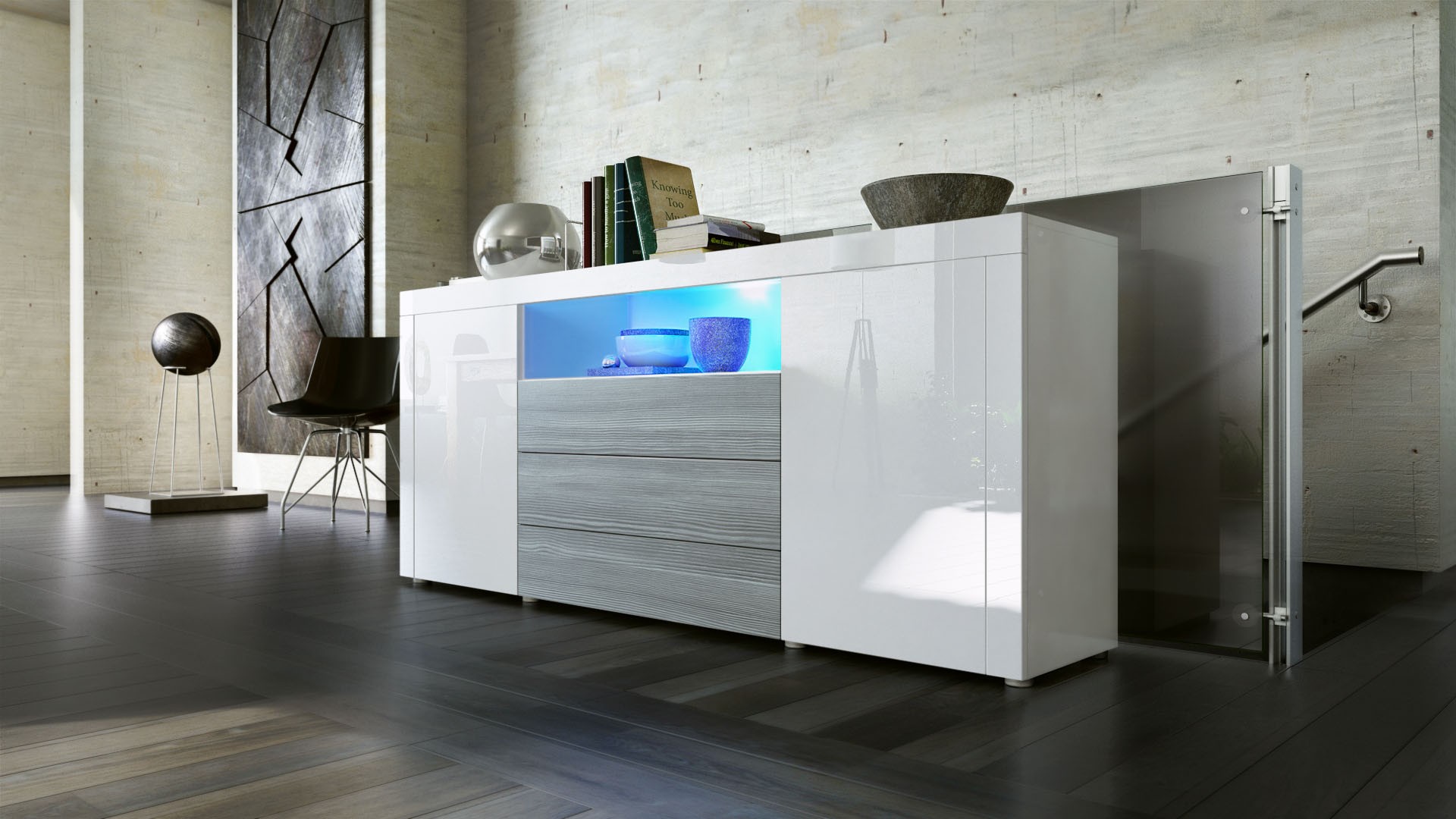 Buffet moderne avec niche lumineuse