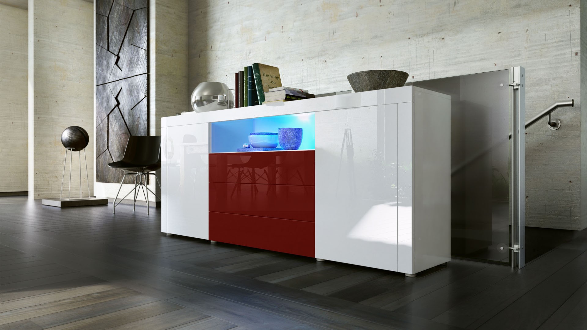 Buffet moderne avec niche lumineuse