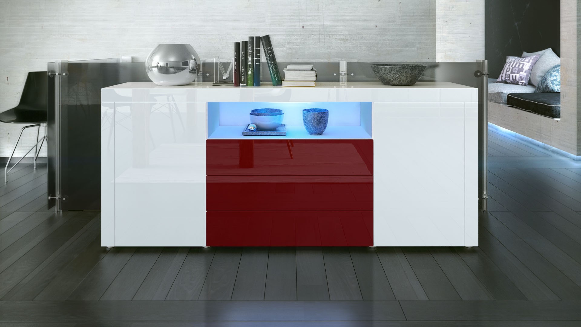 Buffet moderne avec niche lumineuse