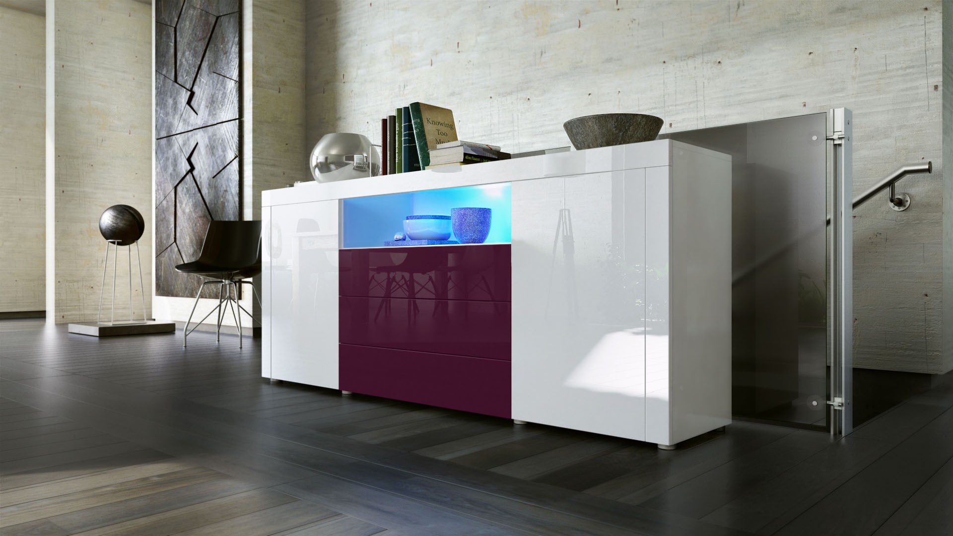 Buffet moderne avec niche lumineuse