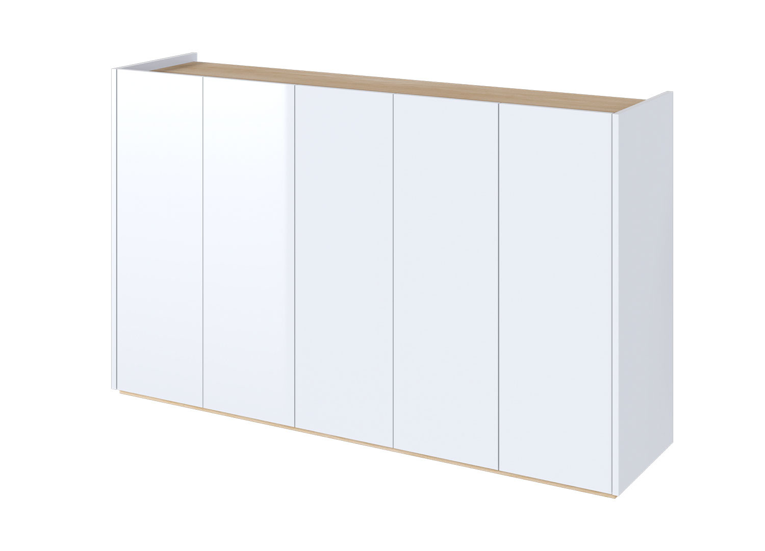 Buffet moderne blanc brillant et chêne 156 cm avec éclairage Rose