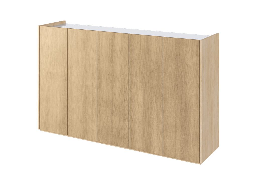 Buffet moderne chêne et blanc brillant 156 cm avec LED Onda