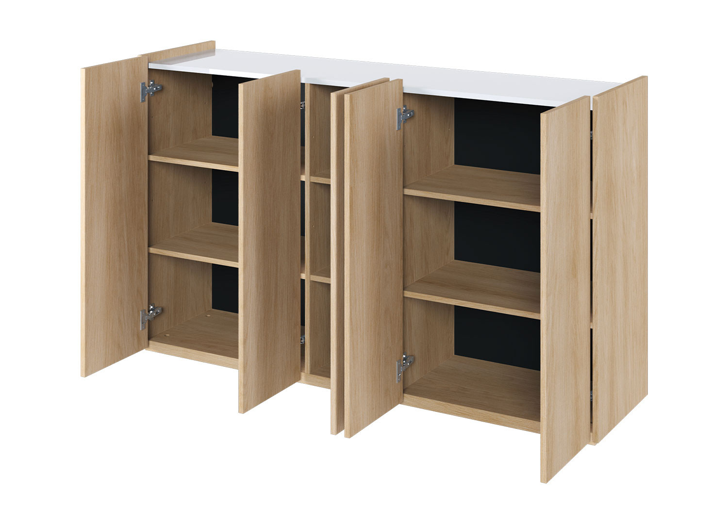 Buffet moderne chêne et blanc brillant 156 cm avec LED Onda