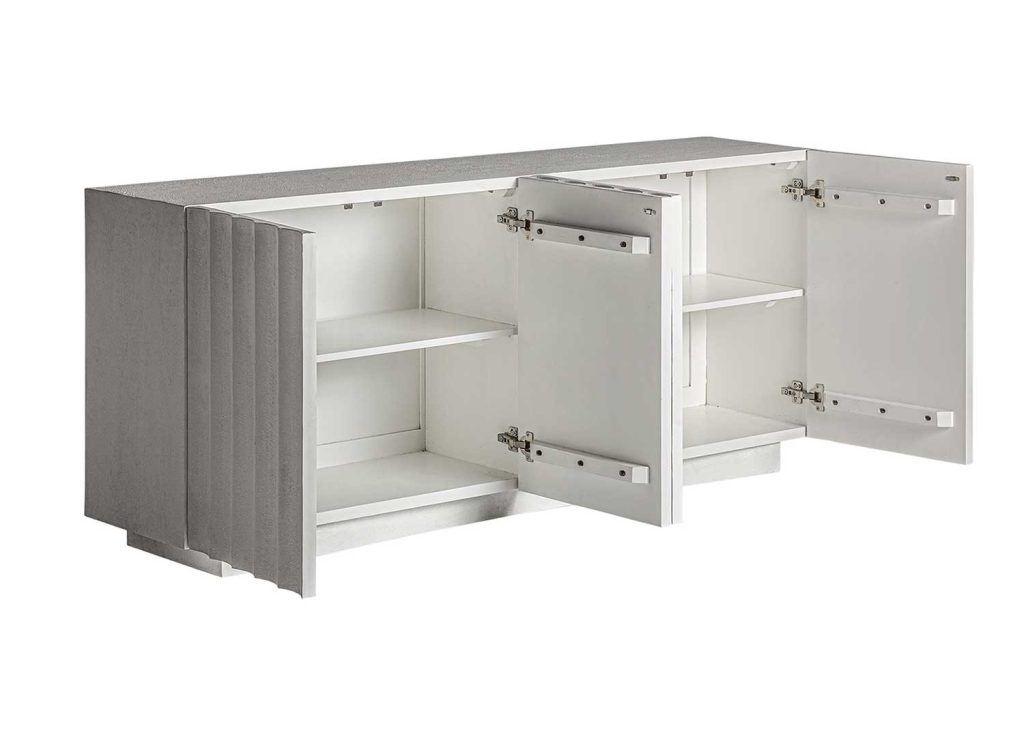 Buffet moderne en résine blanche 180 cm 4 portes Lumina
