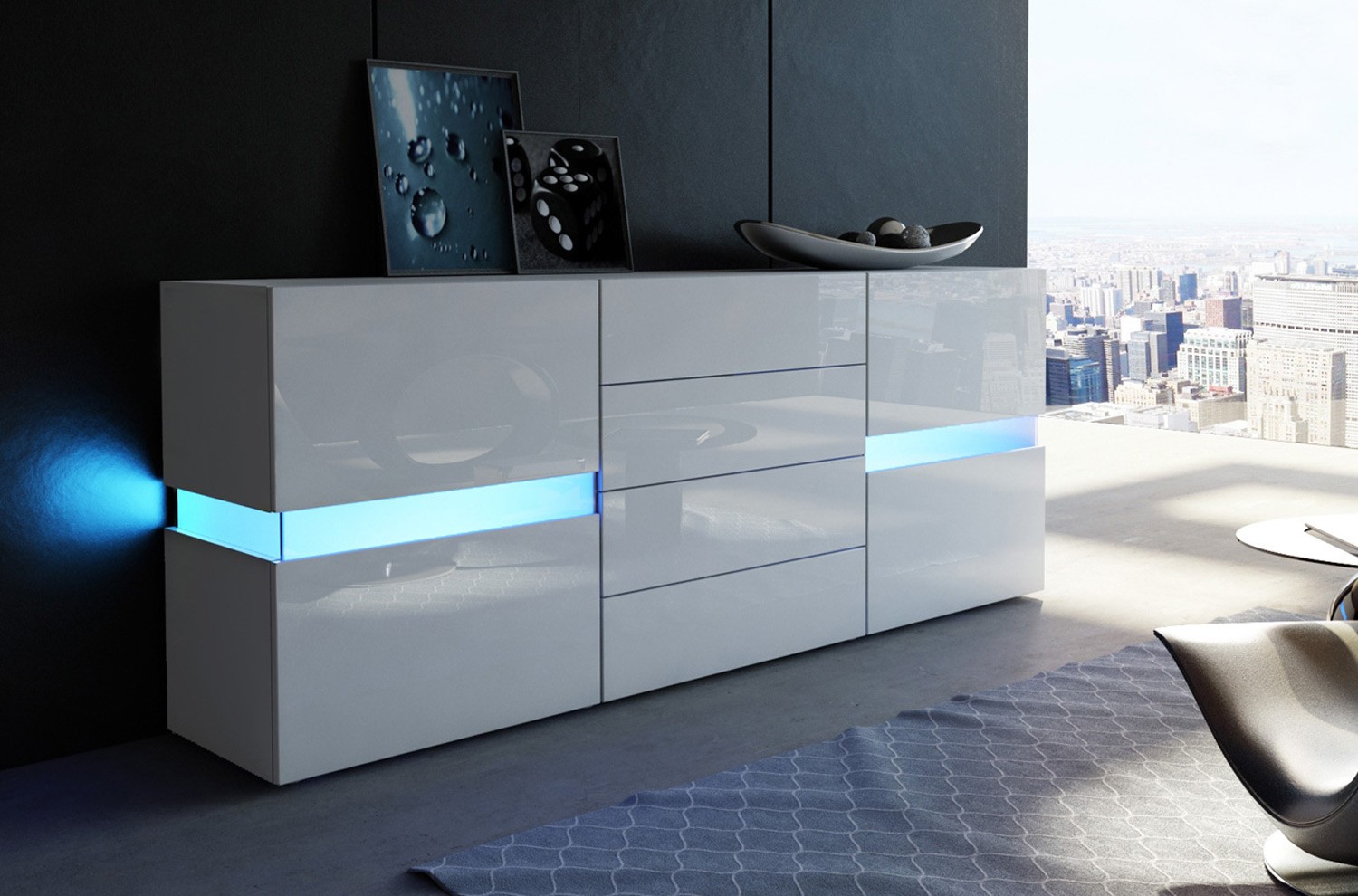 Buffet moderne laqué blanc
