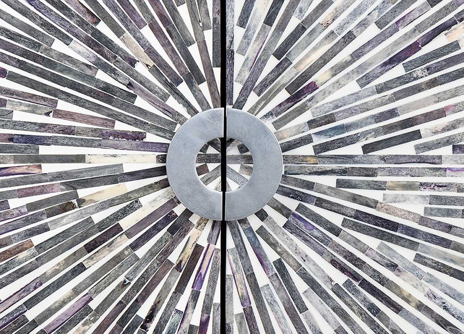 Buffet noir 4 portes à mosaïques multicolore