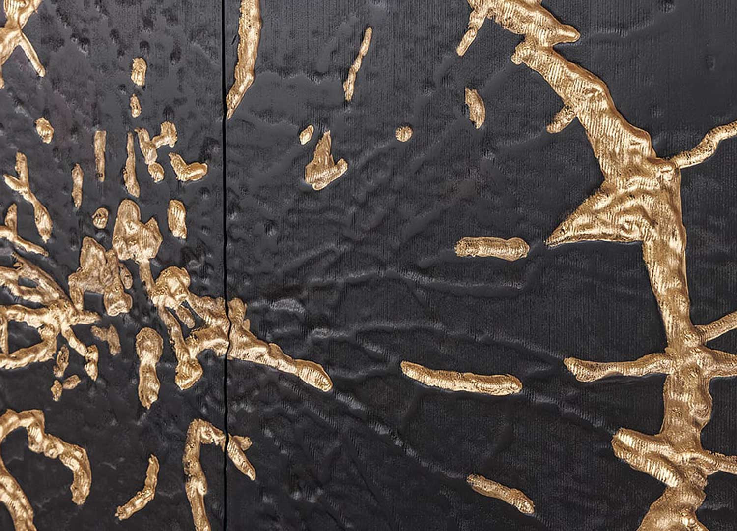 Buffet noir et doré 2 portes bois massif et métal