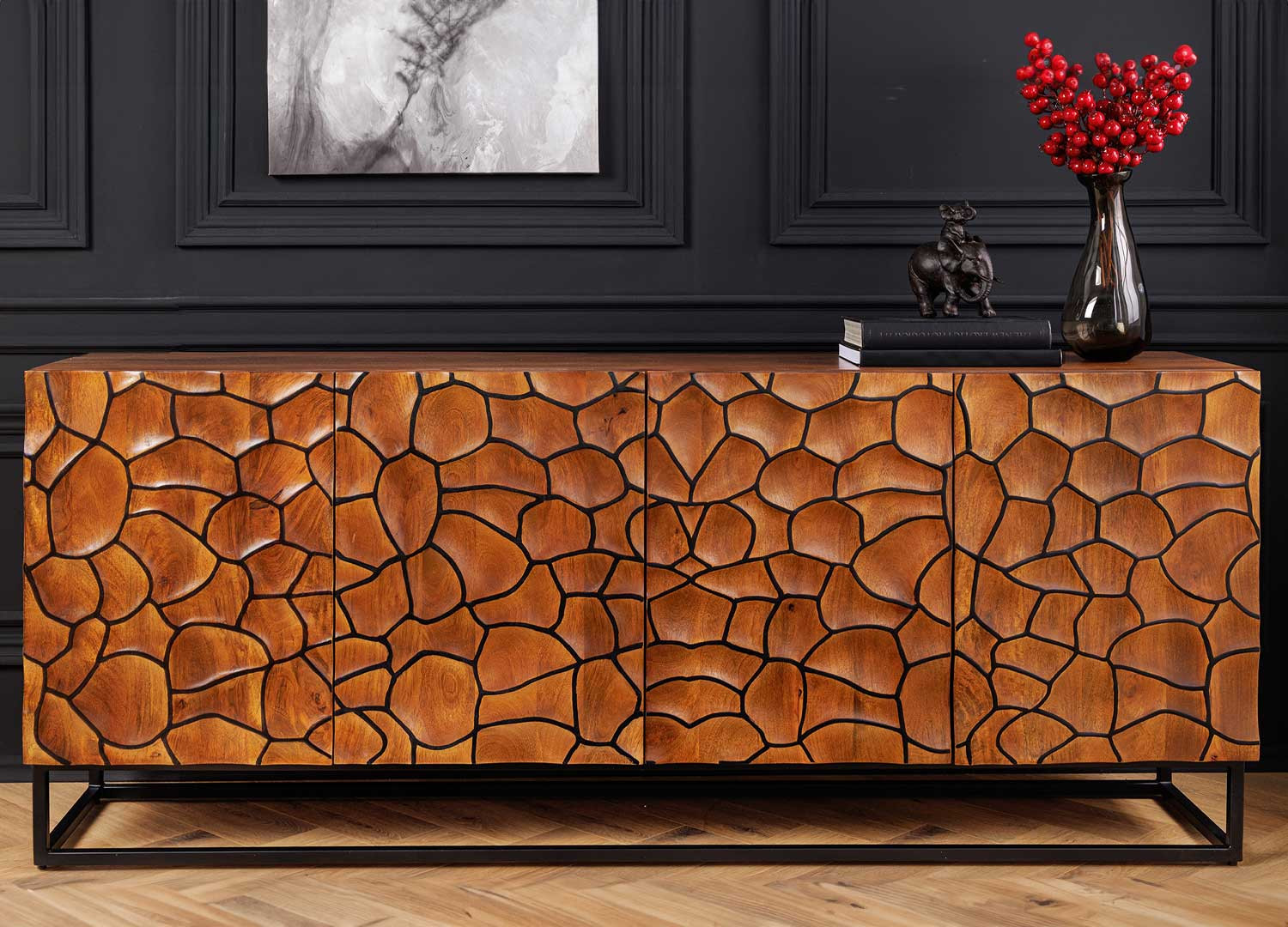 Buffet original façades mosaïque effet 3D manguier marron