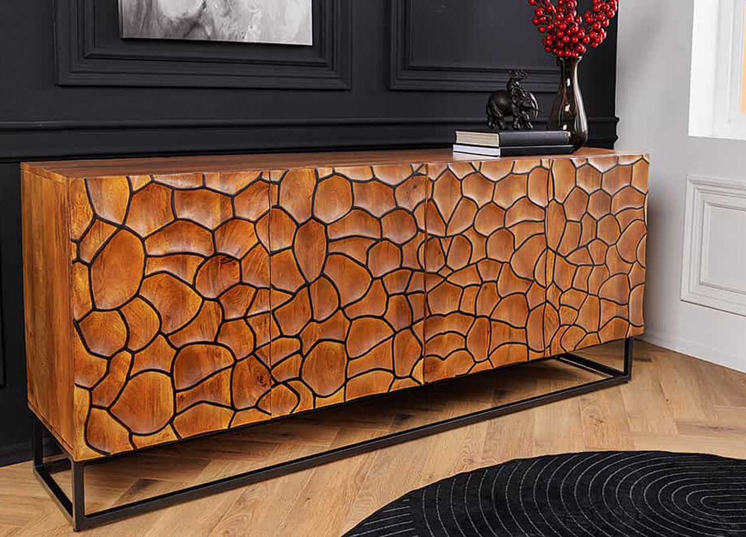 Buffet original façades mosaïque effet 3D manguier marron