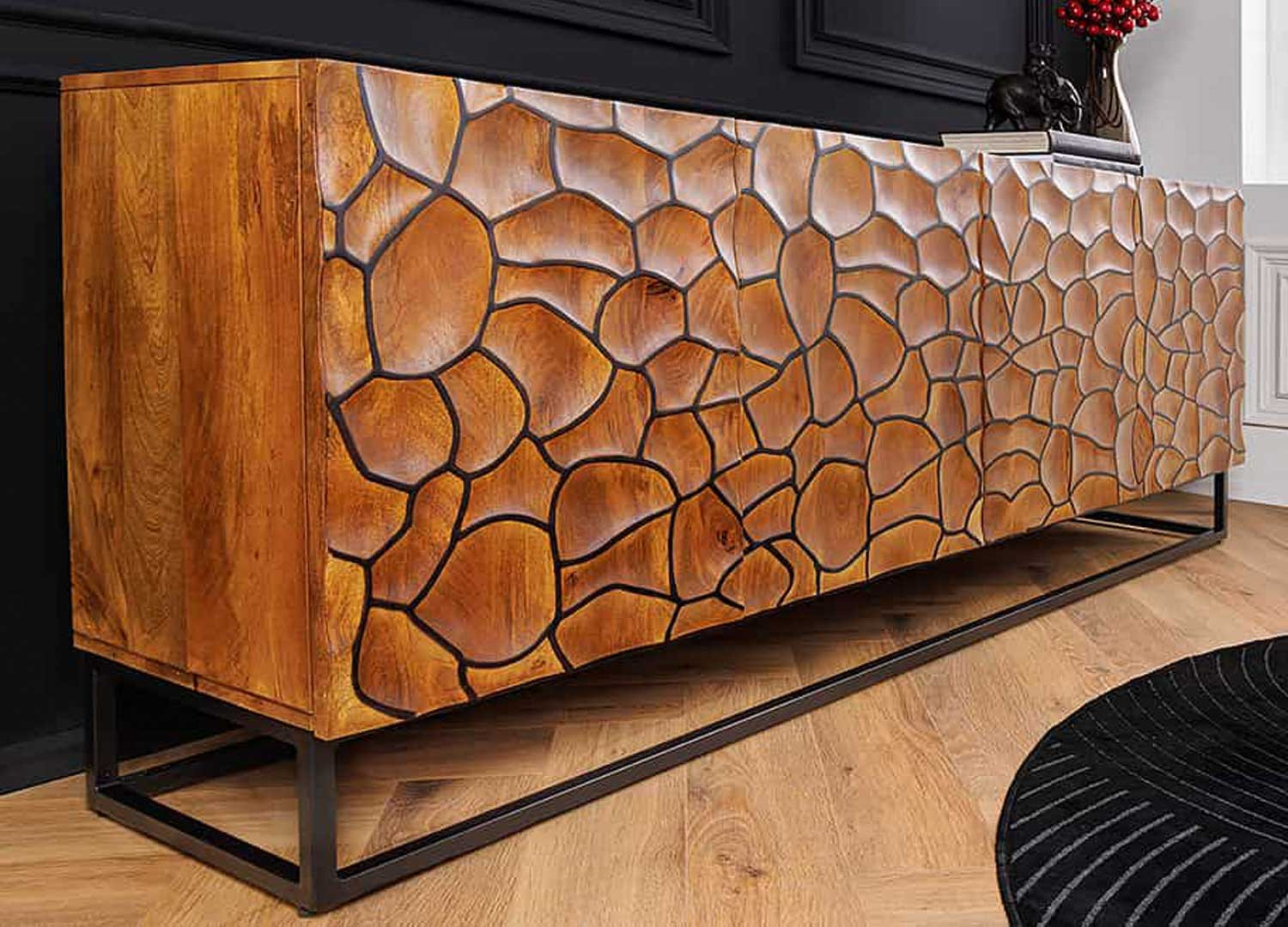 Buffet original façades mosaïque effet 3D manguier marron