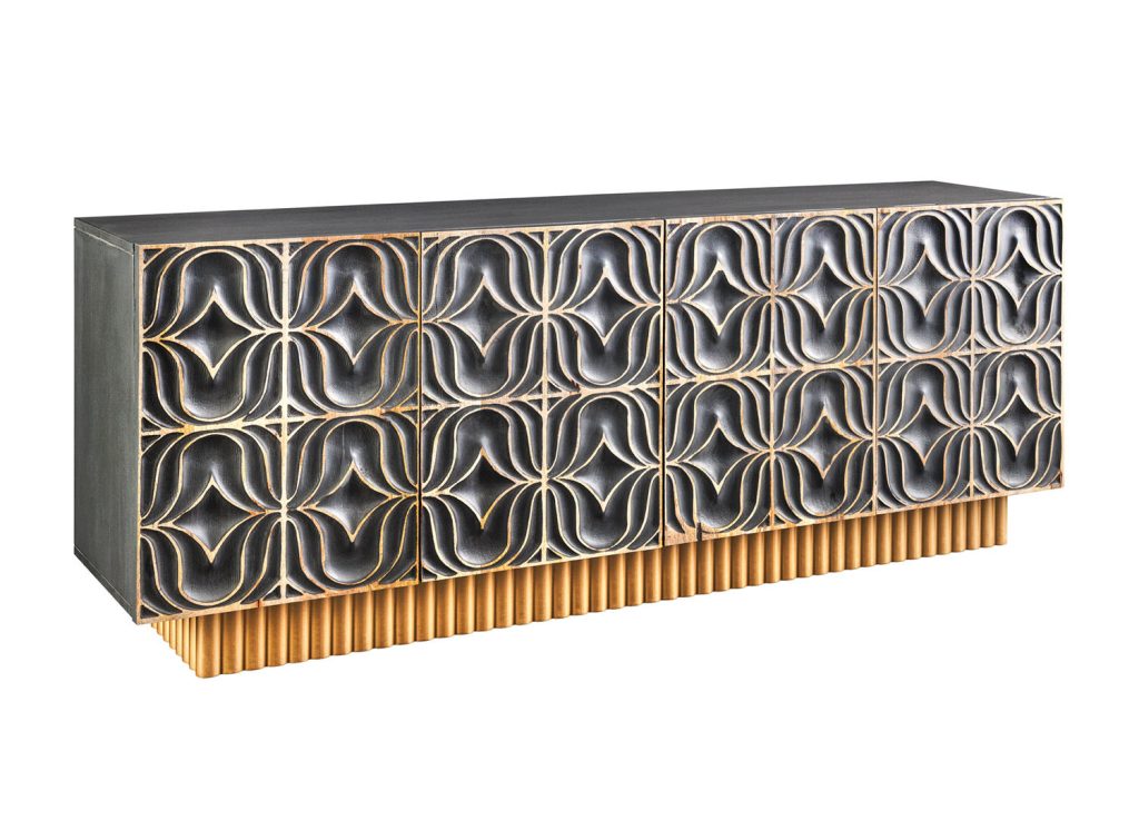 Buffet original gris bleu façades 3D 177 cm