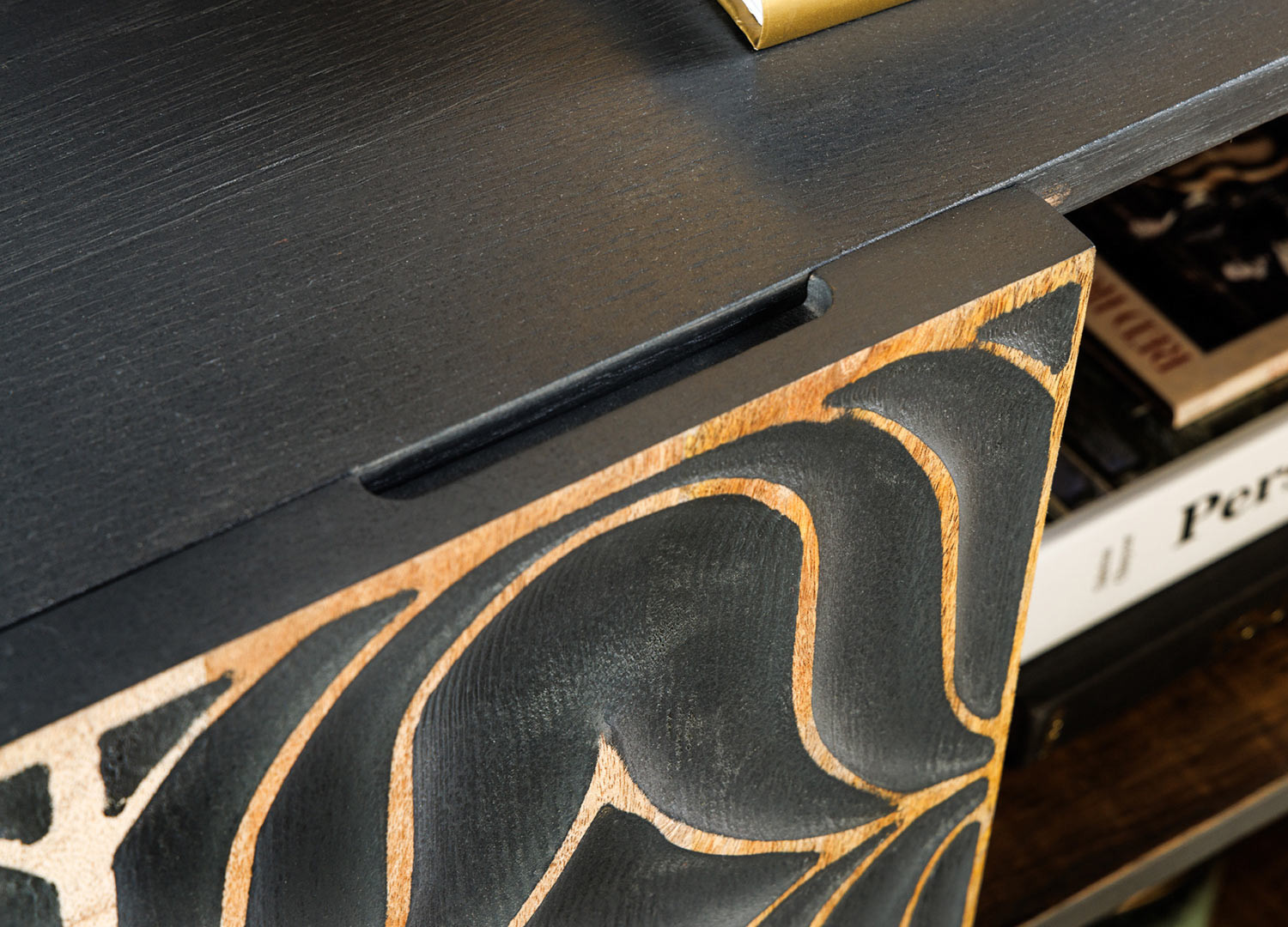 Buffet original gris bleu façades 3D 177 cm