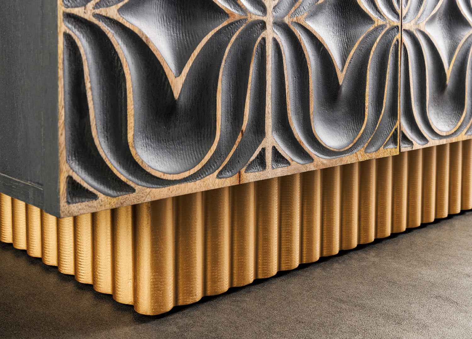 Buffet original gris bleu façades 3D 177 cm