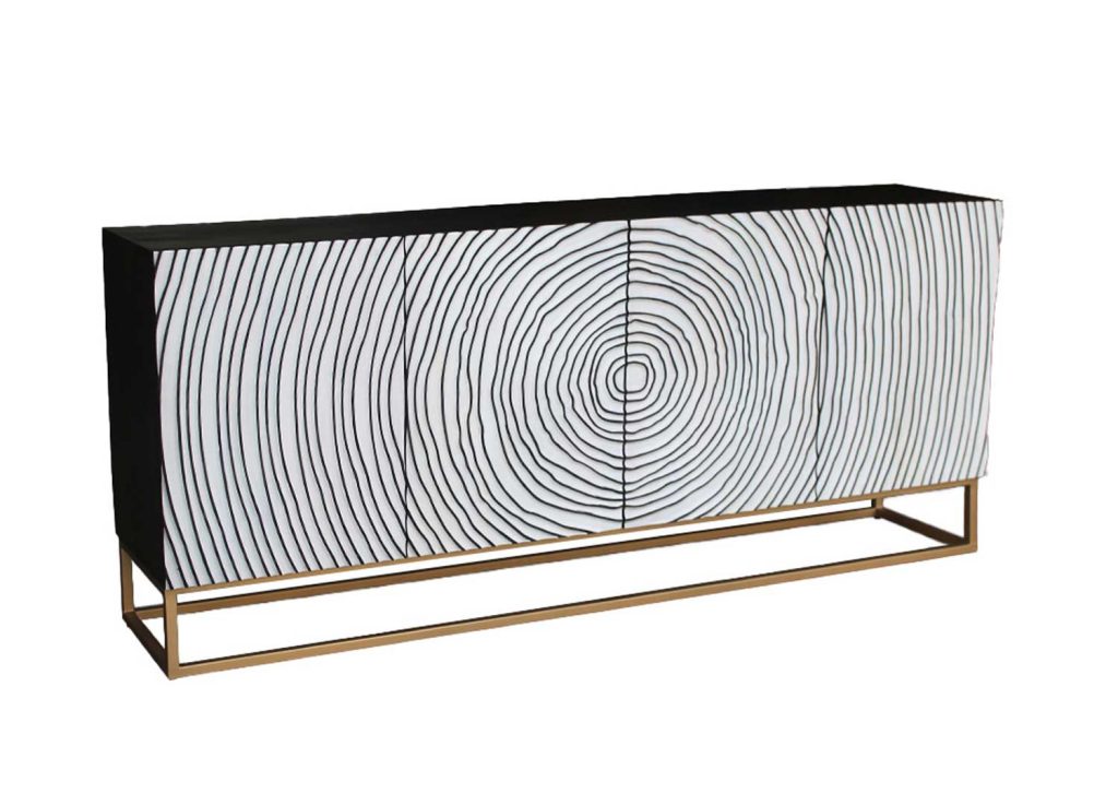Buffet original moderne à motifs cercles 3D blanc et noir Adamo