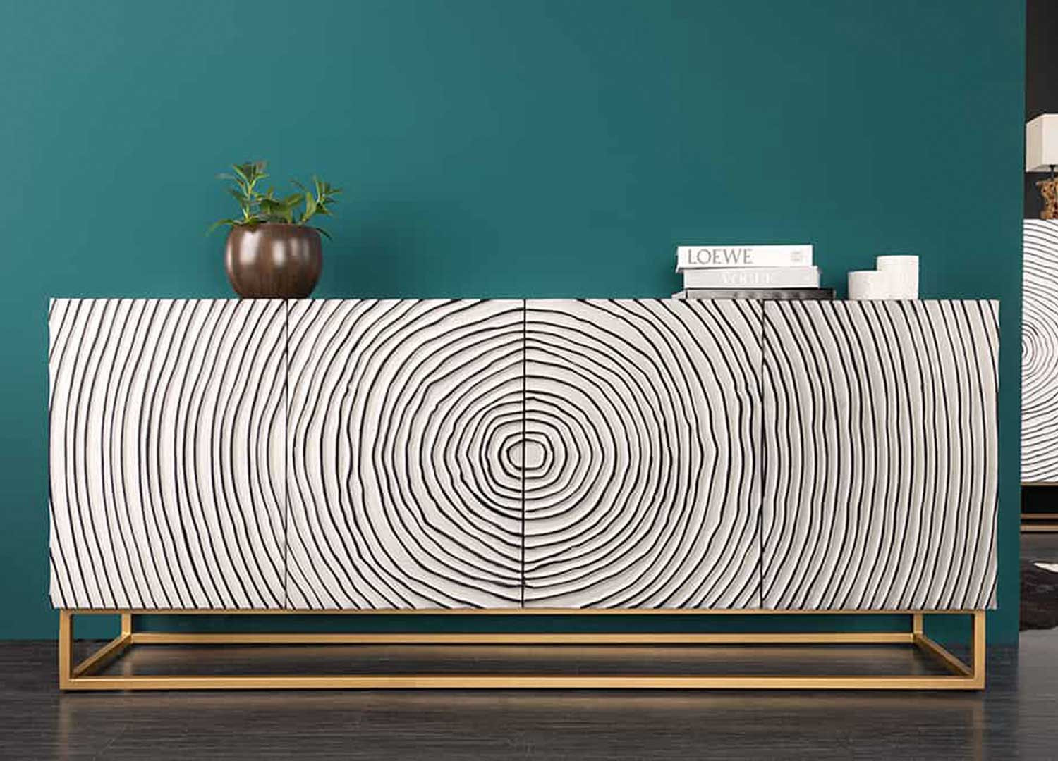 Buffet original moderne à motifs cercles 3D blanc et noir Adamo