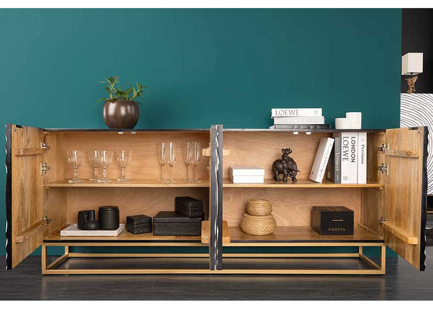 Buffet original moderne à motifs cercles 3D blanc et noir Adamo