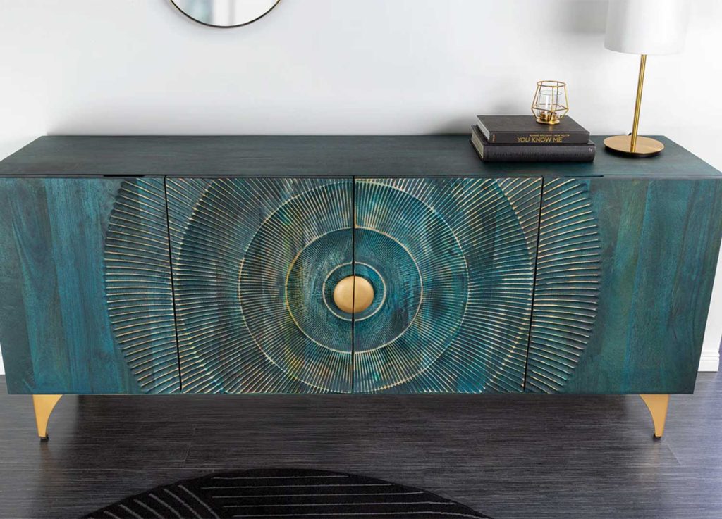 Buffet turquoise et doré 180 cm Sunset