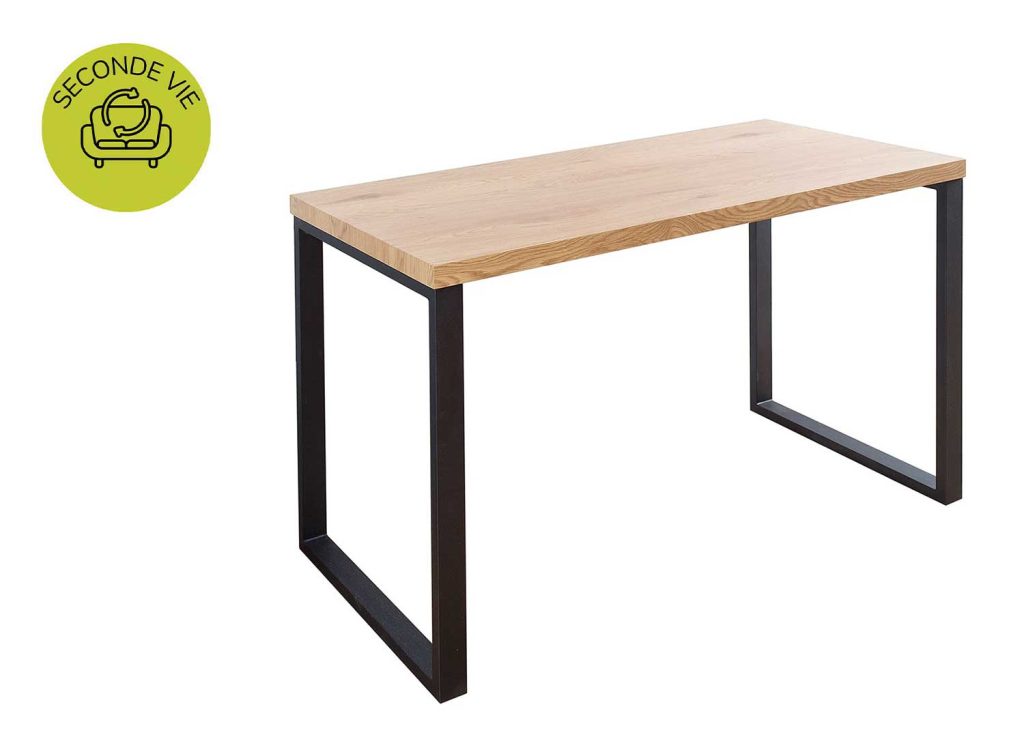 Bureau 120 cm chêne et métal noir "SECONDE VIE"