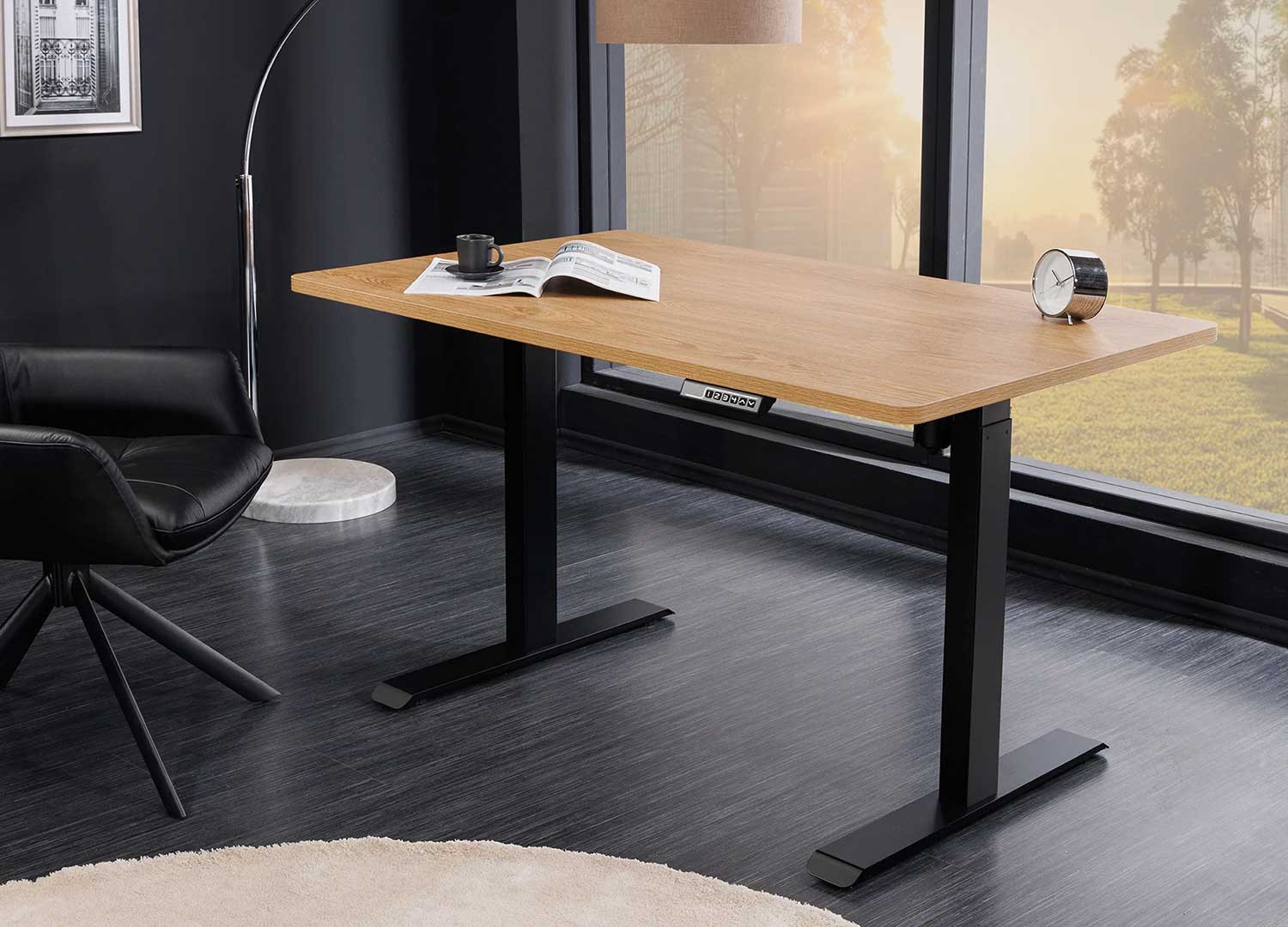 Bureau 120 cm réglable en hauteur chêne clair Samar