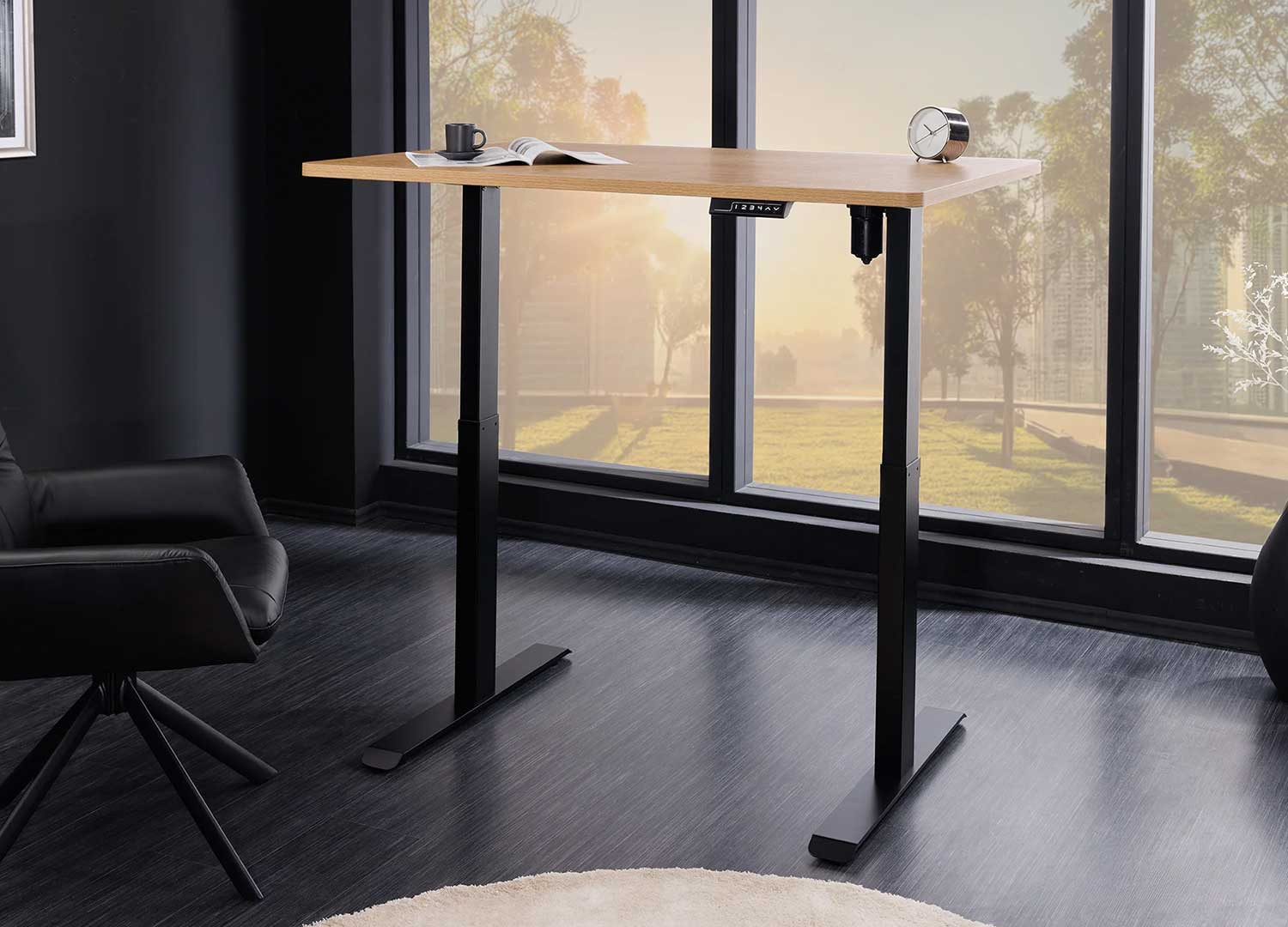 Bureau 120 cm réglable en hauteur chêne clair Samar