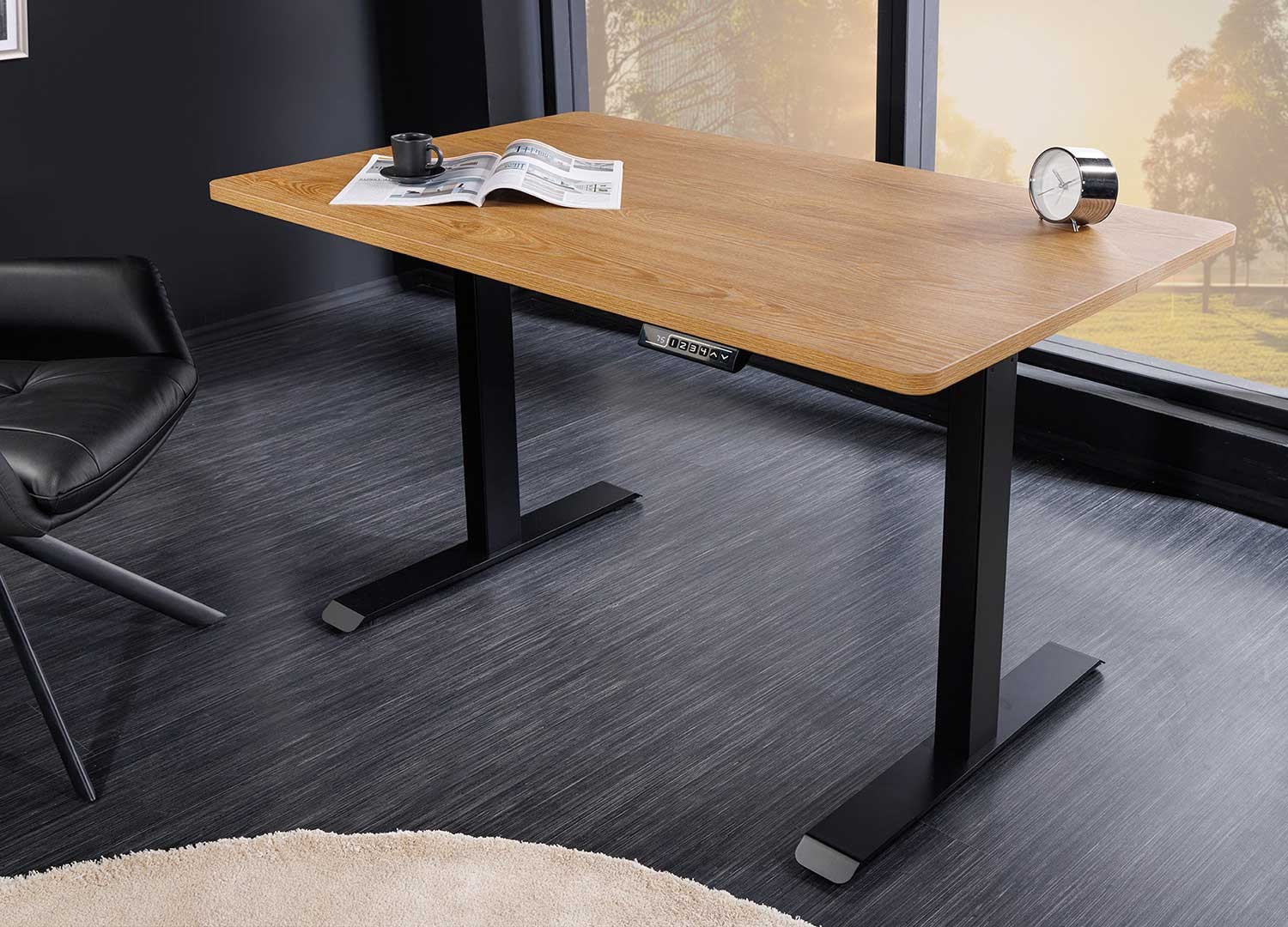 Bureau 120 cm réglable en hauteur chêne clair Samar