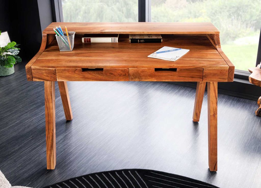 Bureau 2 tiroirs en bois d'acacia Lucia