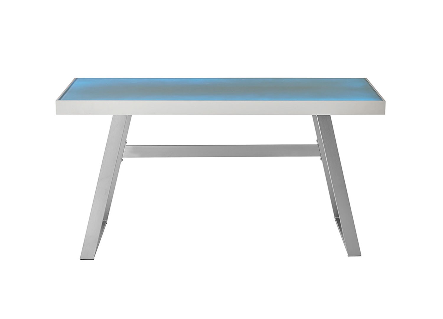Bureau avec plateau en verre blanc et éclairage rgb