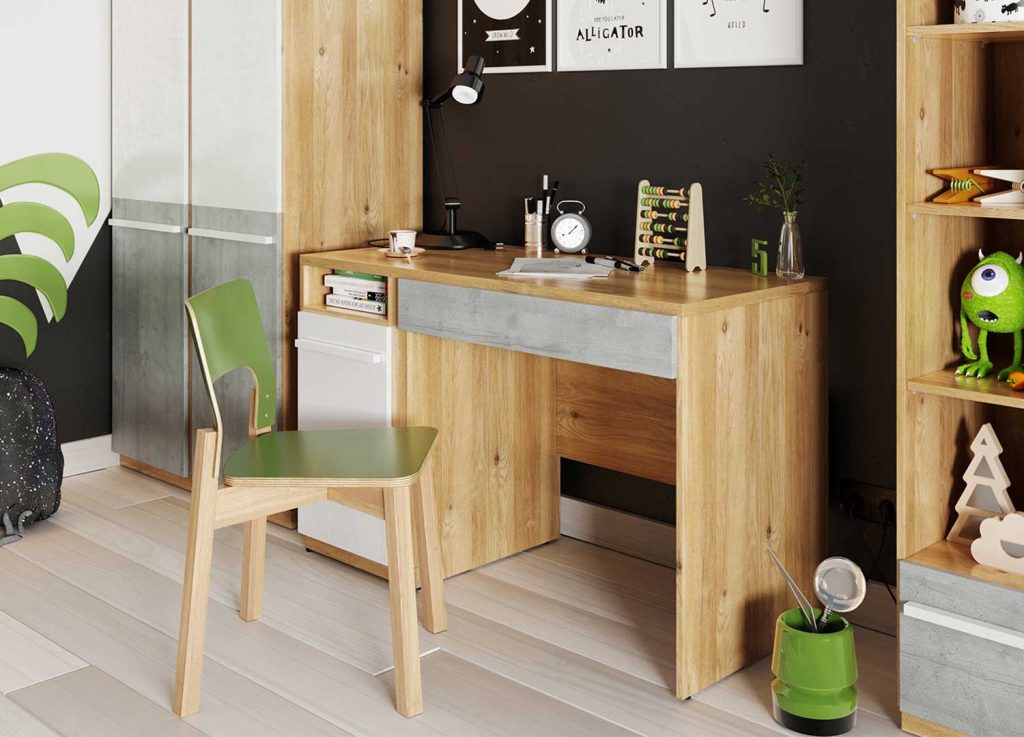 Bureau avec rangement chambre enfant Pixel