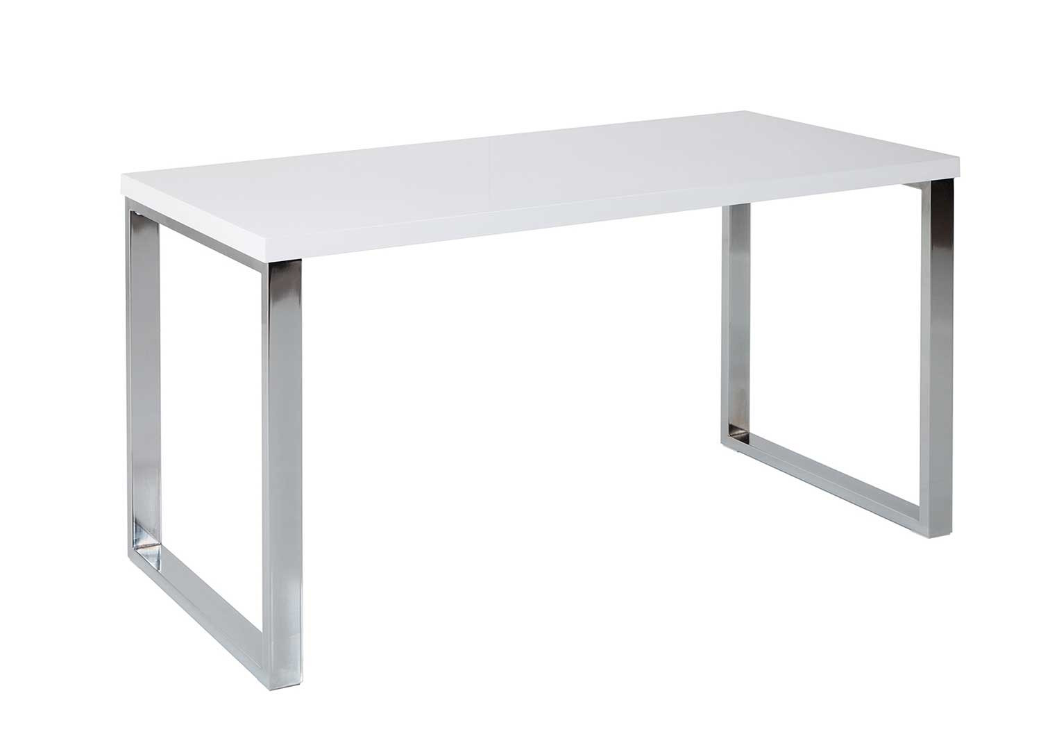 Bureau blanc brillant et pieds chromés 120 cm