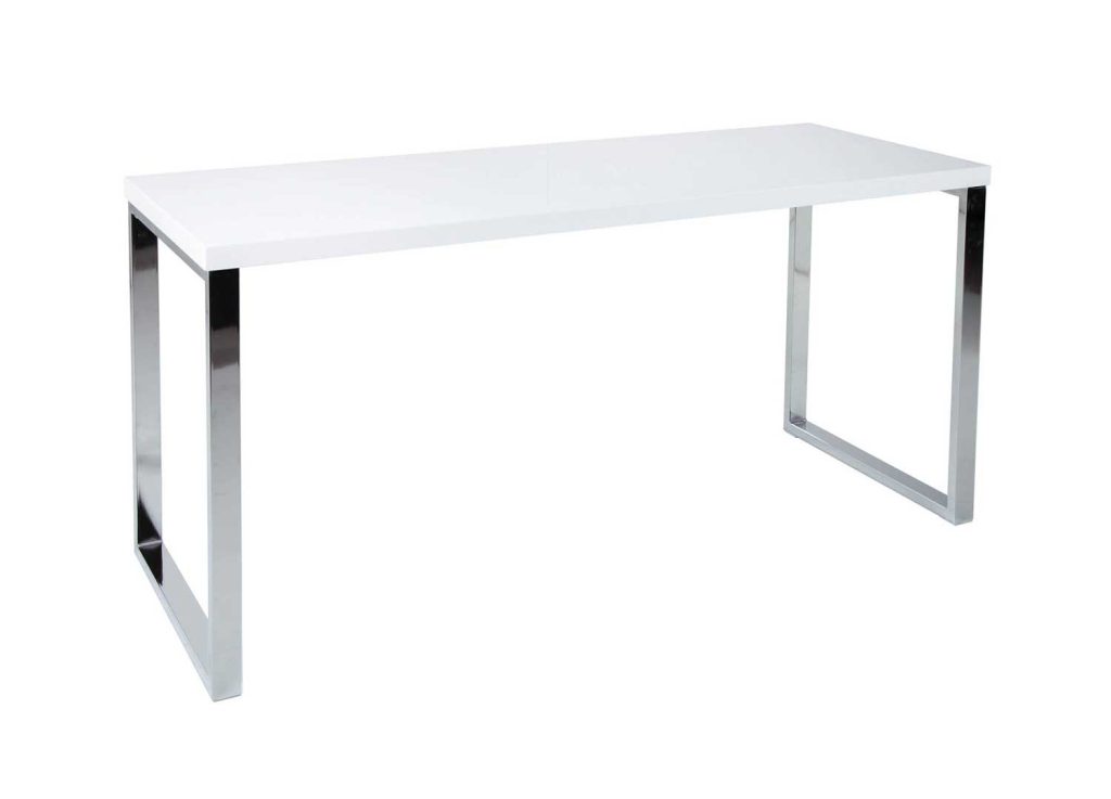 Bureau blanc et pieds chromés 140 cm