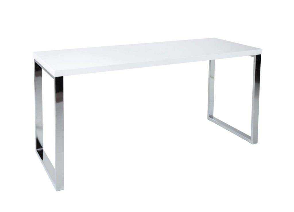 Bureau blanc et pieds chromés 160 cm