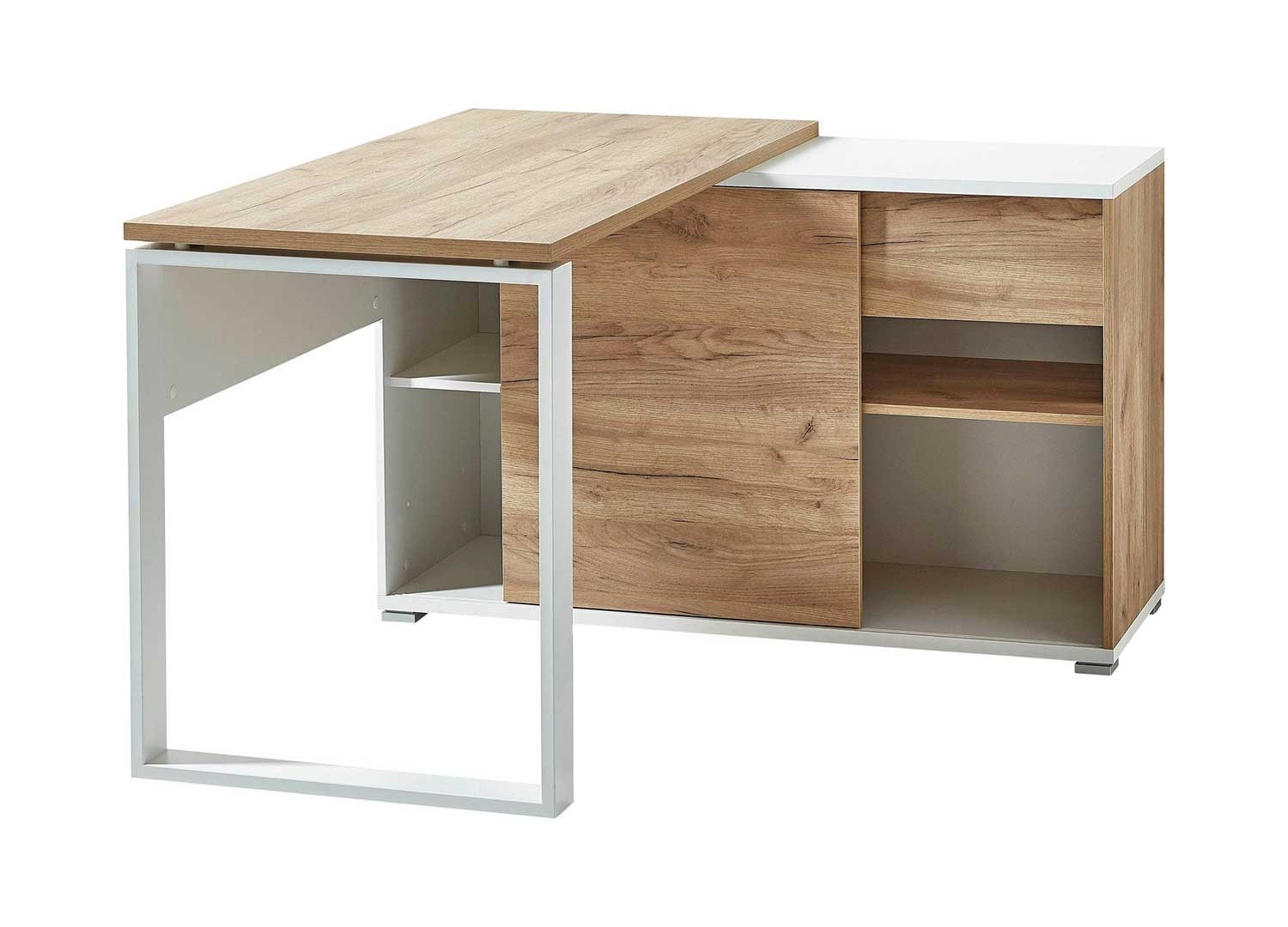 Bureau d'angle avec rangements et tiroir intégrés