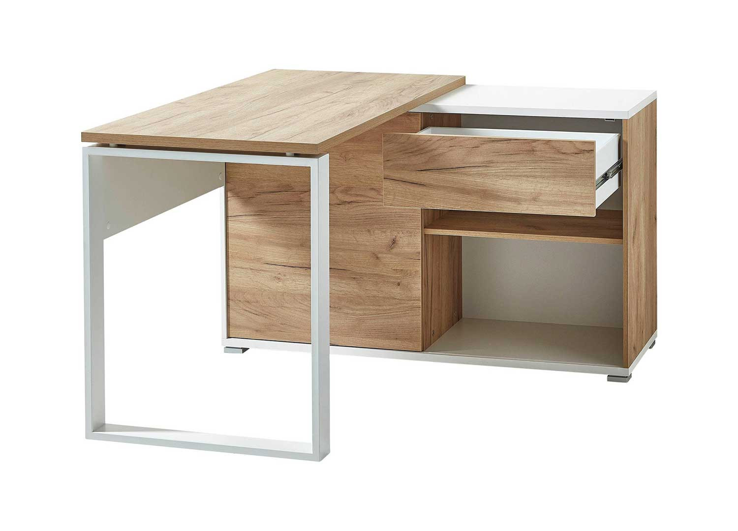Bureau d'angle avec rangements et tiroir intégrés