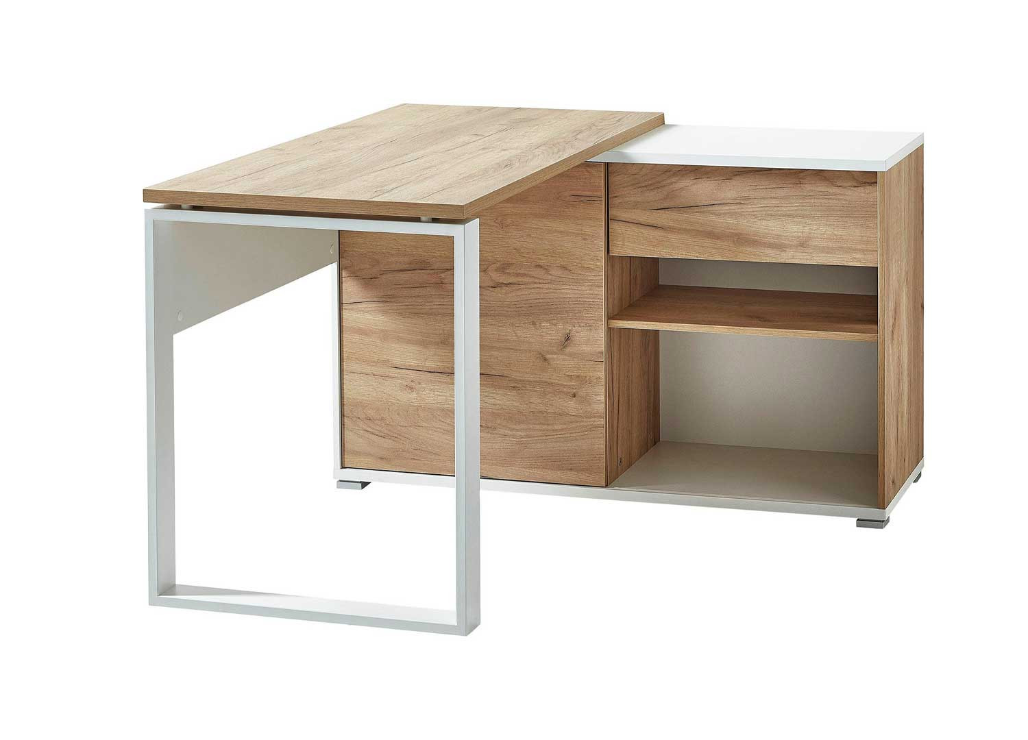 Bureau d'angle avec rangements et tiroir intégrés