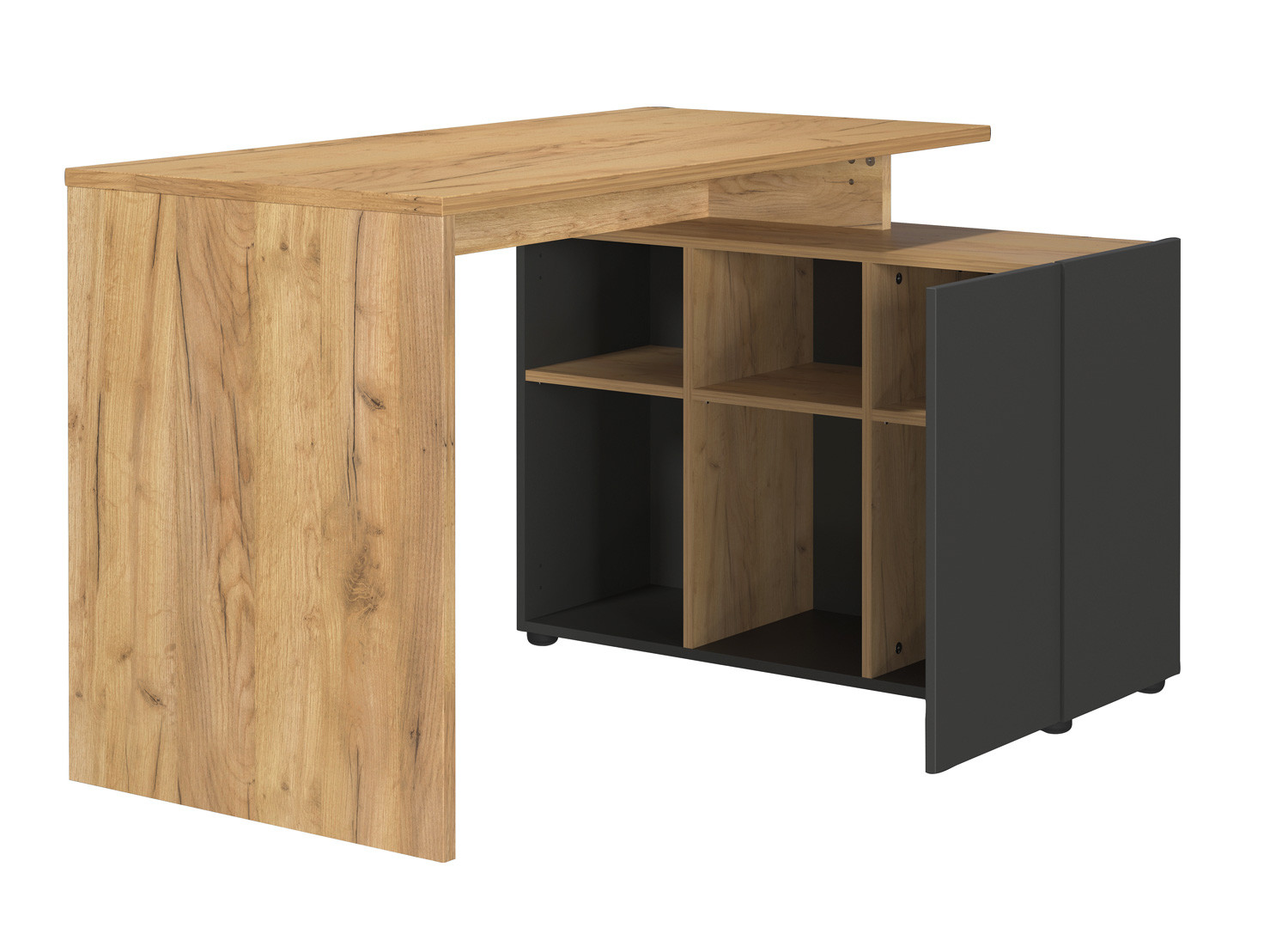 Bureau d'angle chêne et graphite 120 cm Adrano
