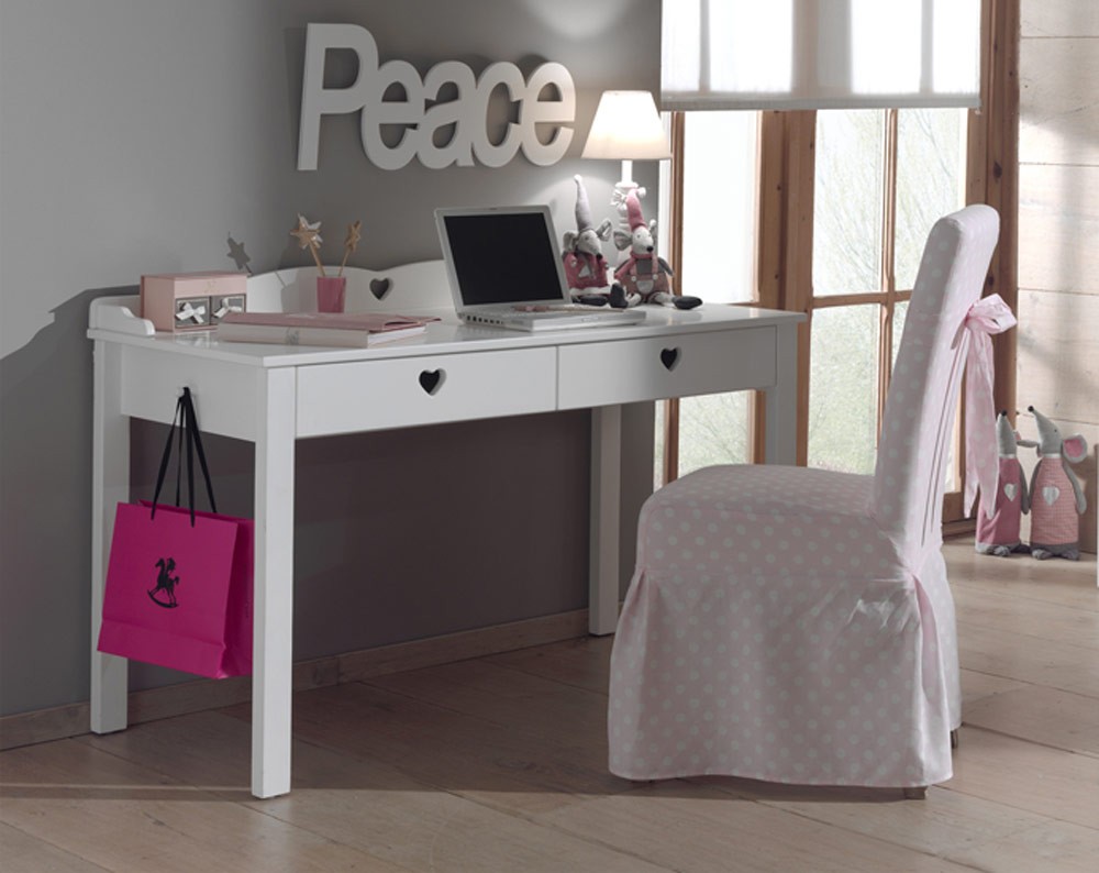 Bureau de jeune fille laqué blanc