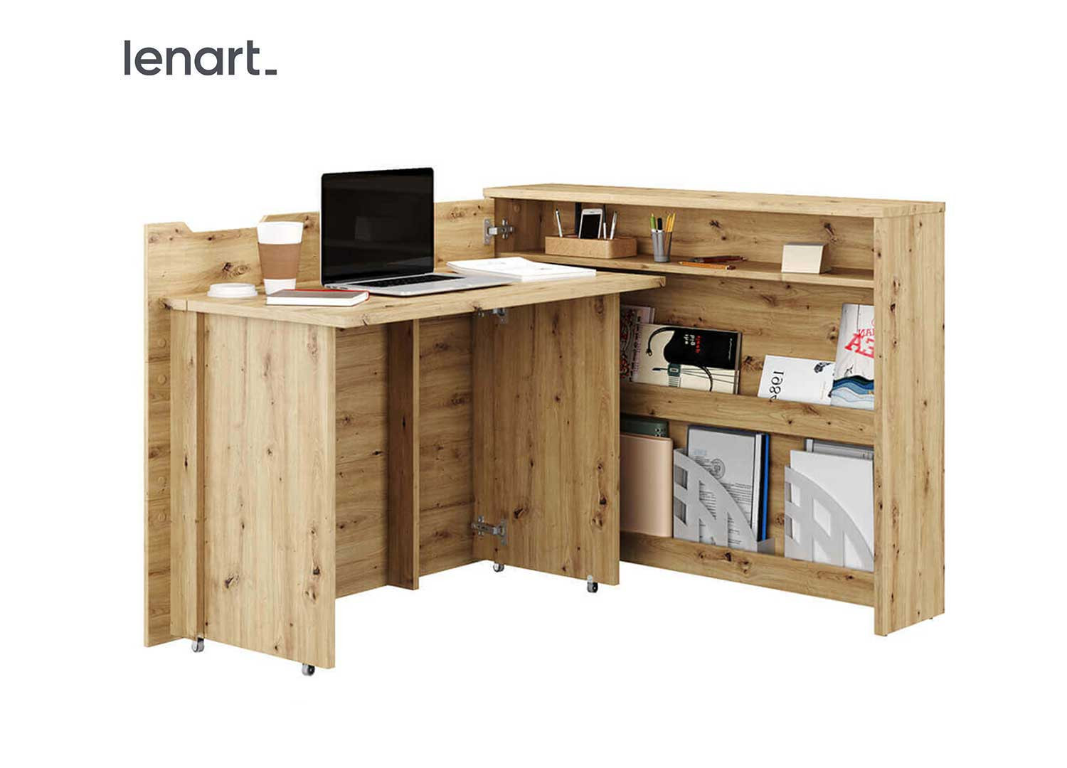 Bureau gain de place chêne artisan 115 cm Work Concept