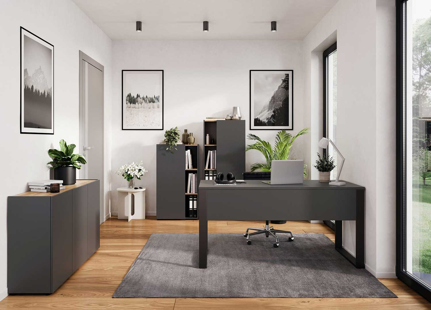 Bureau graphite et métal 150 cm Adrano