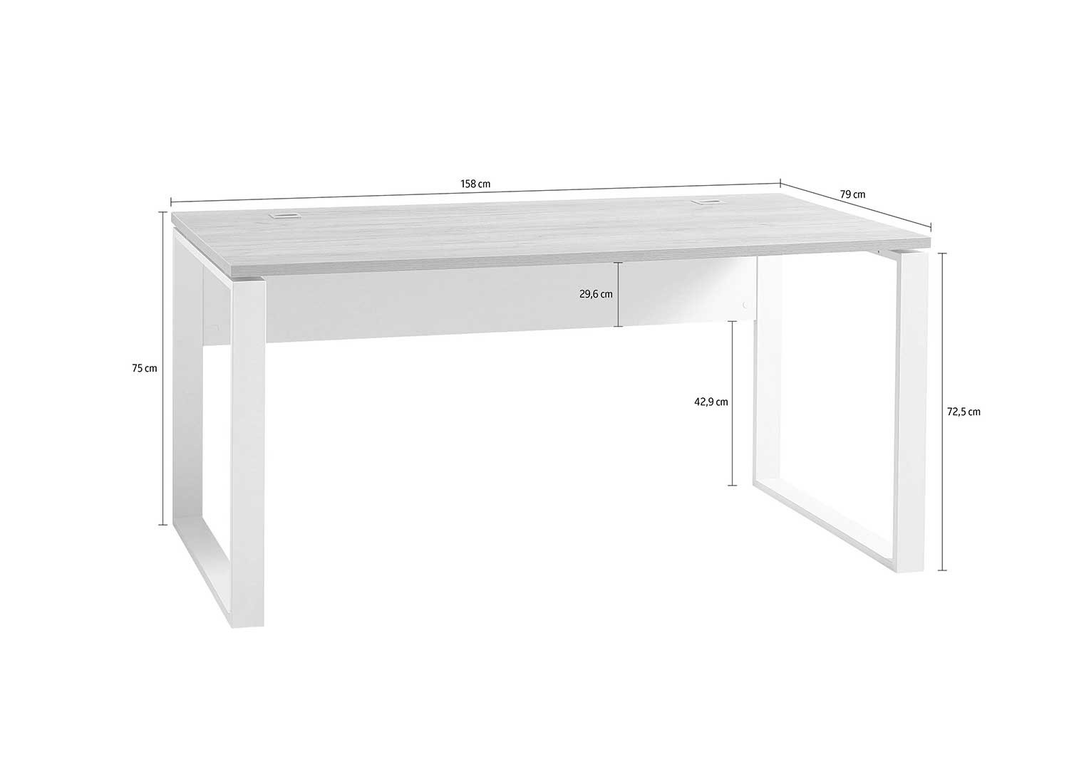 Bureau meuble 158 cm en bois et métal
